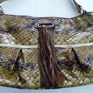 LAUDI VIDNI  BOHEMIAN VINTAGE DESIGNER RARE GENUINE REPTILE medium hobo purse
